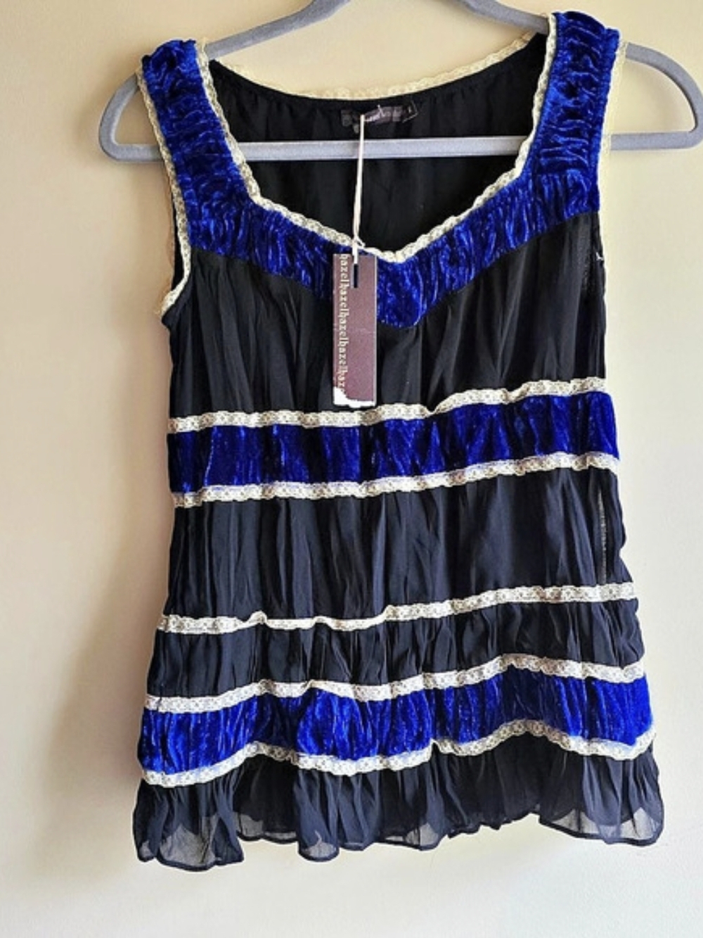 Hazel Color Block Velvet Trim Tank Top Size Small NWT